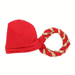 Sequin Red Turban Elastic Head Wrap Pre-tied Ramadan Hijab Women Bandana