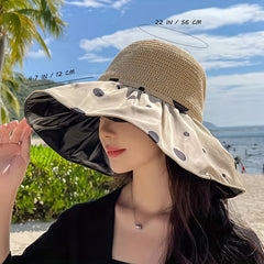 Polka Dot Double Layer Sun Hat Women Beach Hat