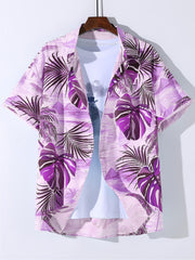 Tropical Hawaiian Shirt Men's Allover Print Button Up Short Sleeve