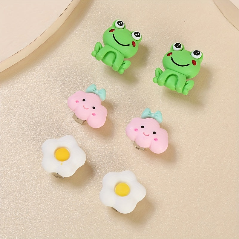 3 Pairs Clip-On Earrings Set for Kids, Teens, Women