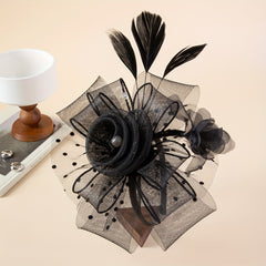 Vintage Mesh Flower Feather Headband Hair Accessory
