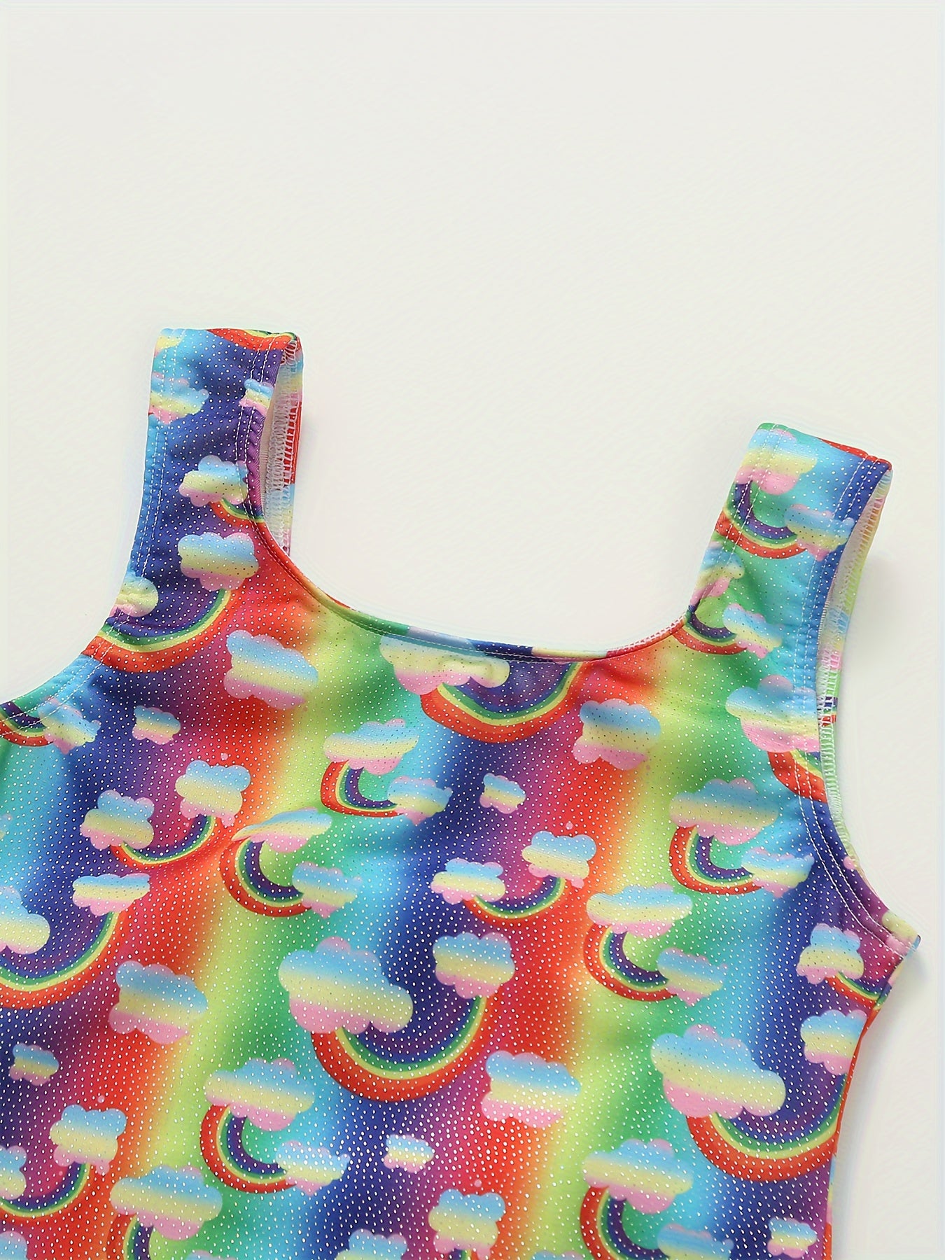Rainbow Pattern Gymnastics Outfits Girls Stretchy Dance Suit