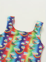 Rainbow Pattern Gymnastics Outfits Girls Stretchy Dance Suit