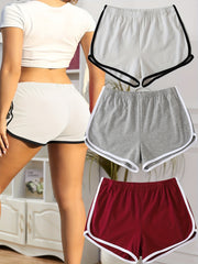 Colorblock Trim Lounge Shorts Elastic Waistband Womens Loungewear