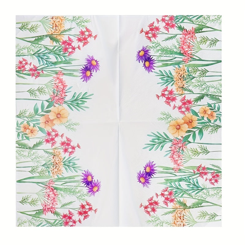 20-Piece Wildflower Printed Napkin Set for Parties & Restaurants