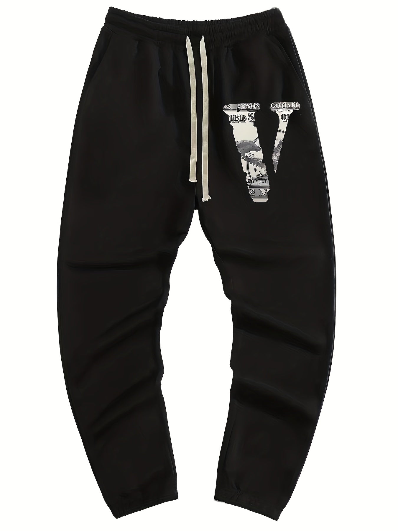 Men's Letter V Print Joggers Pants Spring Fall Fitness
