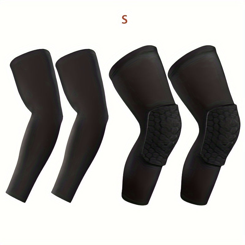 Basketball Knee Pads & Arm Sleeves Set Honeycomb Foam Compression Support