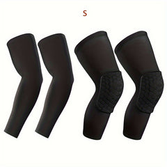 Basketball Knee Pads & Arm Sleeves Set Honeycomb Foam Compression Support