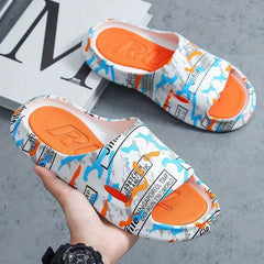 Men's Graffiti Graphic Pillow Slides Non Slip Slippers