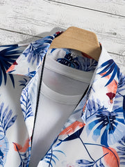 Flower And Leaf Pattern Men's Hawaiian Shirt