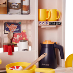Kitchen Playset Pretend Food Toy Set w Real Sounds & Light Play Sink Stove