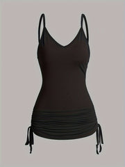 Women's Plus Marble Print One Shoulder Top & V Neck Cami Outfit