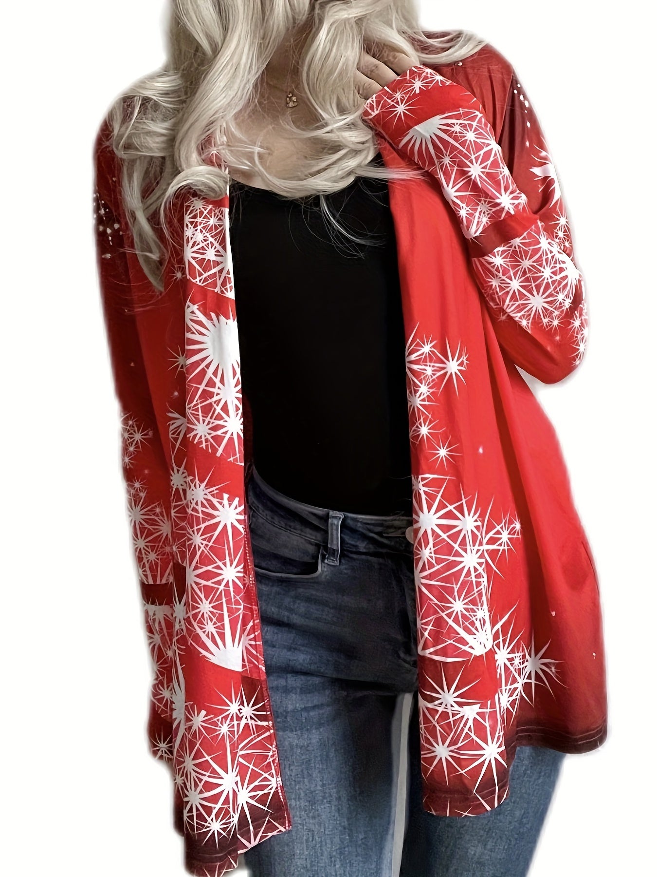 Graphic Print Long Sleeve Cardigan for Women