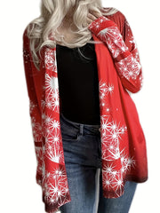 Graphic Print Long Sleeve Cardigan for Women