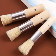 3pcs DIY Wooden Stencil Brush Natural Bristle Paint Acrylic Wood Watercolo