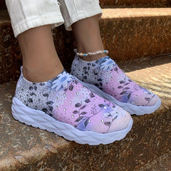 Floral Print Sock Sneakers Rhinestone Low Top Slip On Shoes