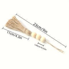 5pcs Jute Rope Fringed Wood Beads Pendant DIY Craft