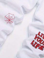 Boys Graffiti Letter Embroidered Slim Fit Jeans