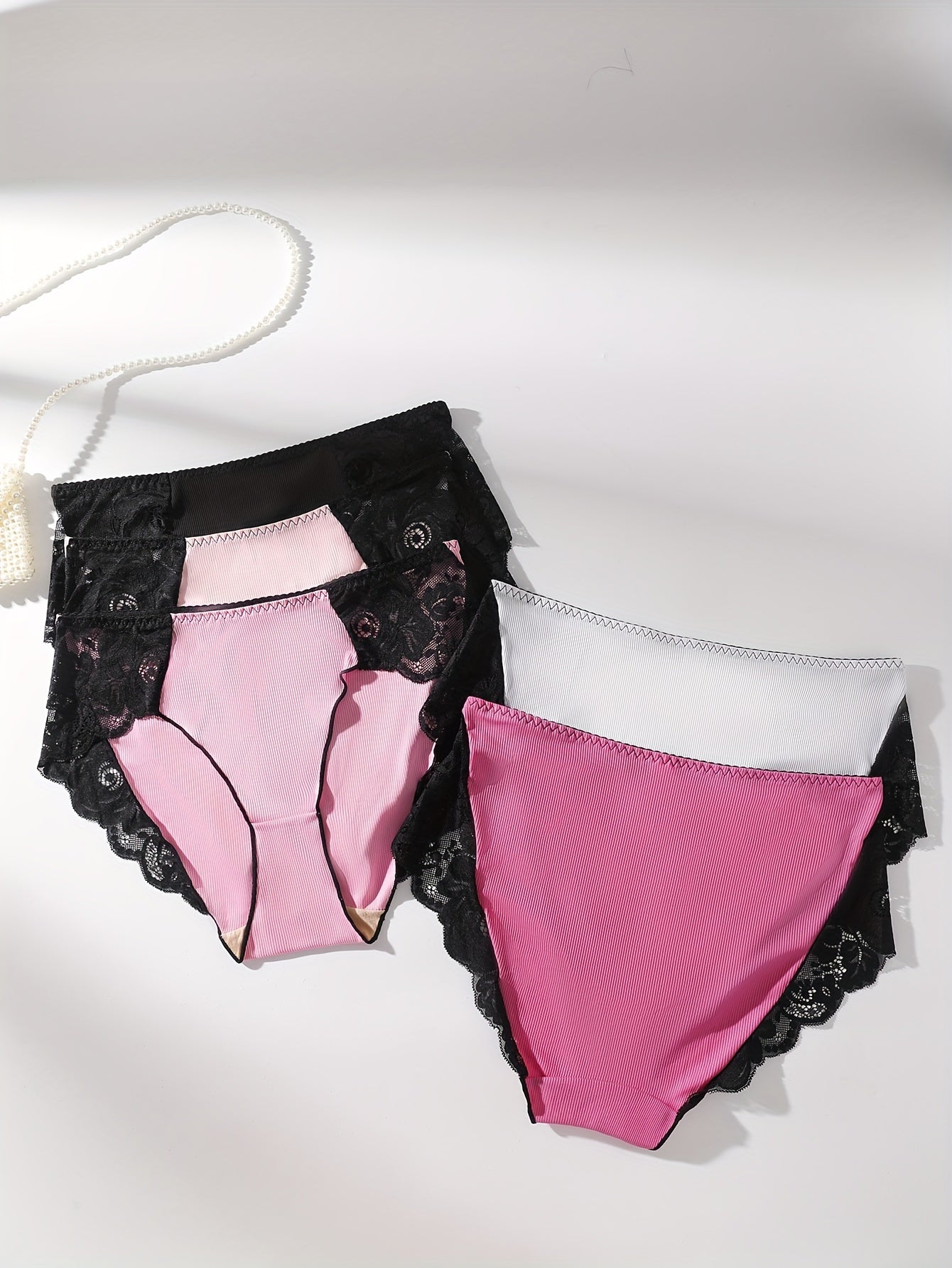 5 Pack Plus Size Lace Seamless Comfort Soft Panties Set