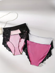 5 Pack Plus Size Lace Seamless Comfort Soft Panties Set