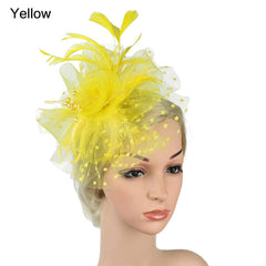 Women's 20s Fascinator Hat Feather Mesh Net Veil Tea Party Hat