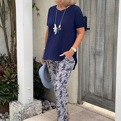 Casual Loose Two Piece Set Short Sleeve T-shirt & Print Shorts