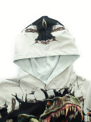 Boy's Dino Graphic Novel Hoodie Casual Breathable Sweatshirt