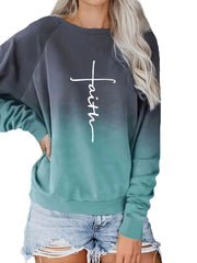 Block Letter Print Sweatshirt Long Sleeve Top