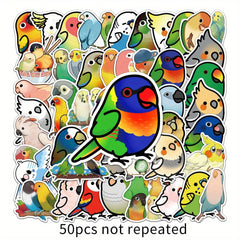 50pcs Parrot Pattern Stickers Waterproof for Water Bottles Laptop