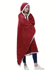 Soft Plush Hooded Night Robe Lace Up House Robe Women's Sleepwear