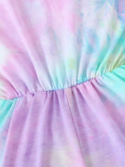 Girls Tie Dye Romper Short Sleeve Jumpsuit Kids Summer Clothes