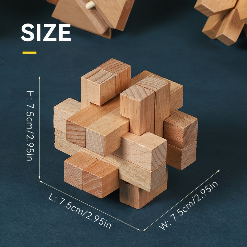 25pcs Luban Lock Colorful Puzzle Toy Beech Kongming Lock Full Set Puzzle Assembl