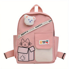 Plush Cat Cartoon Backpack Lightweight Travel Nylon Schoolbag