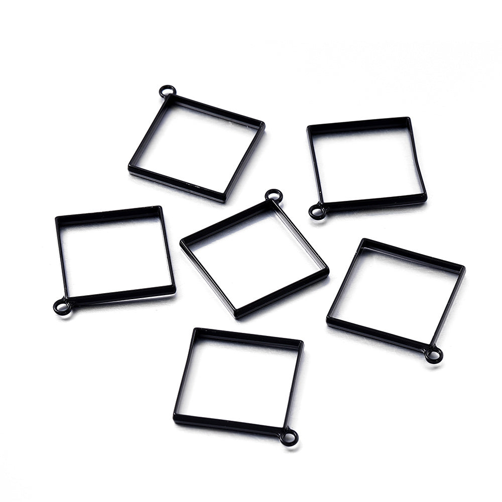 10Pcs Thin Square Rectangle Hollow Frame Pendant Charm for DIY Jewelry Making