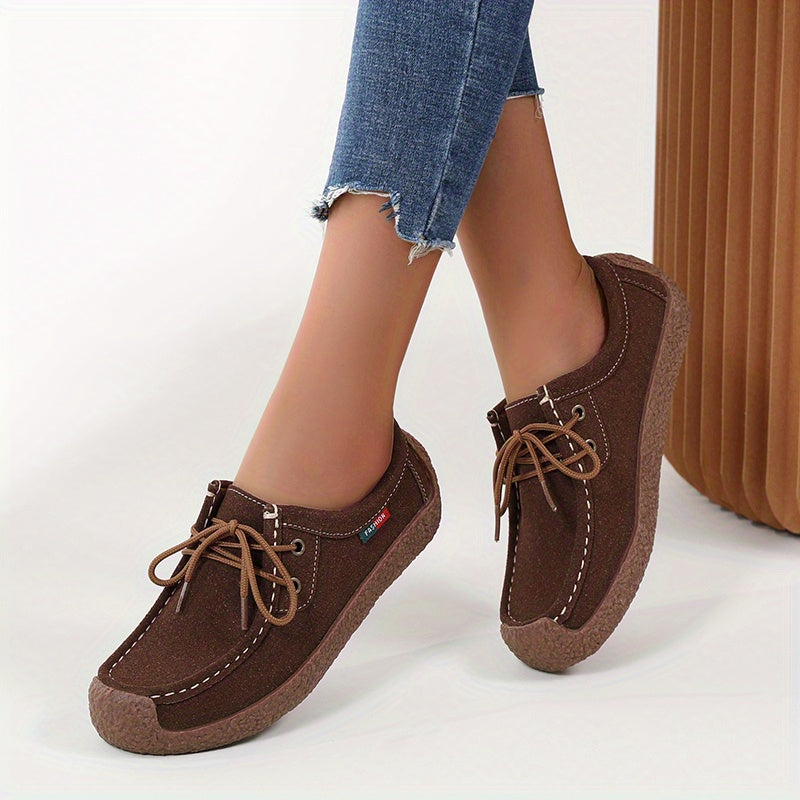 Women's Lace Up Loafers Comfort Slip On Shoes Casual Lightweight Flat Shoes