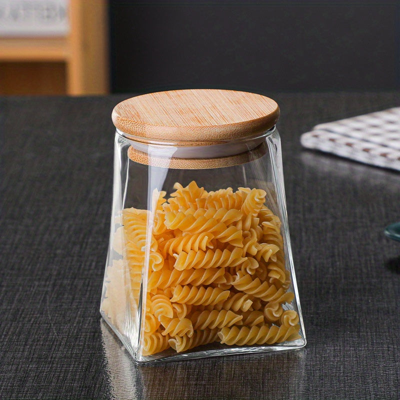 Irregular Glass Sealed Jar Kitchen Food Storage Ladder Shape