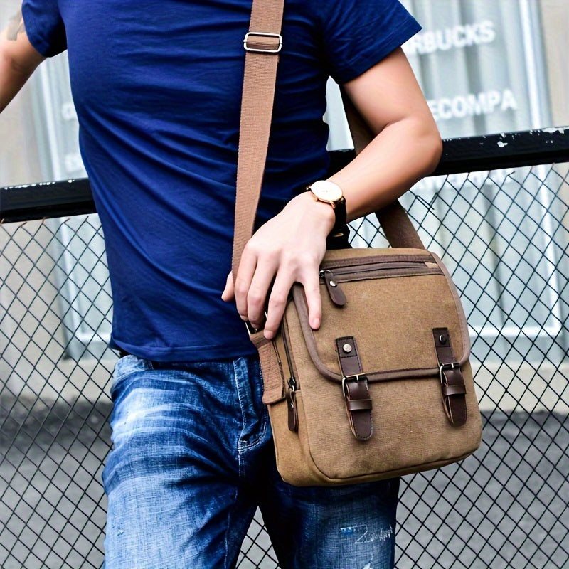 Vintage Canvas Shoulder Bag for Men, Business Crossbody Bag