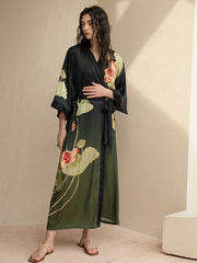 Nightgown Women's Plus Ombre & Floral Print Long Sleeve