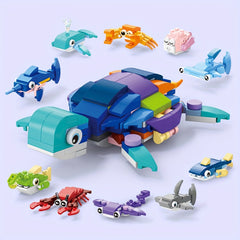 Mini Cartoon Ocean Animals Building Blocks Toys - 10 Marine Animals Models
