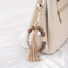 Silicone Bracelet Keychain Wristlet Bag Charm Keyring Birthday Gift