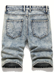 Men's Ripped Denim Shorts - Casual Street Style for Summer