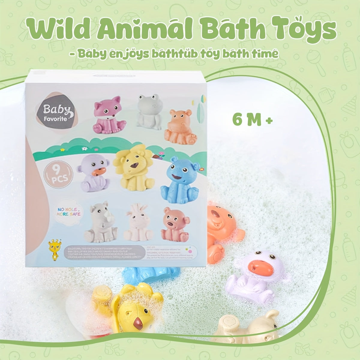 6 Months Baby Bath Toys Set Animal Mold Bathtub Water Play Kids Toy