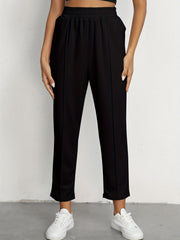 Elastic Waist Solid Casual Pants for Women