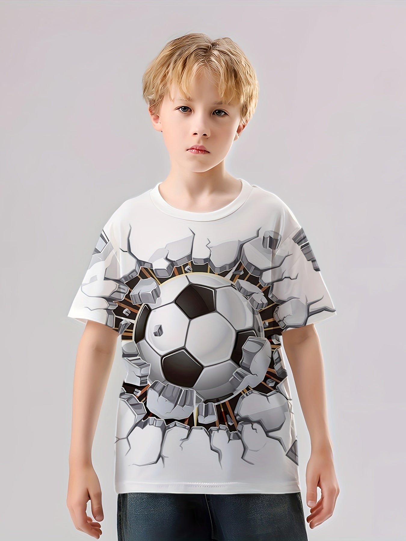 3D Hole Print Kid's T shirt Causal Short Sleeve Top For Summer