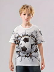 3D Hole Print Kid's T shirt Causal Short Sleeve Top For Summer