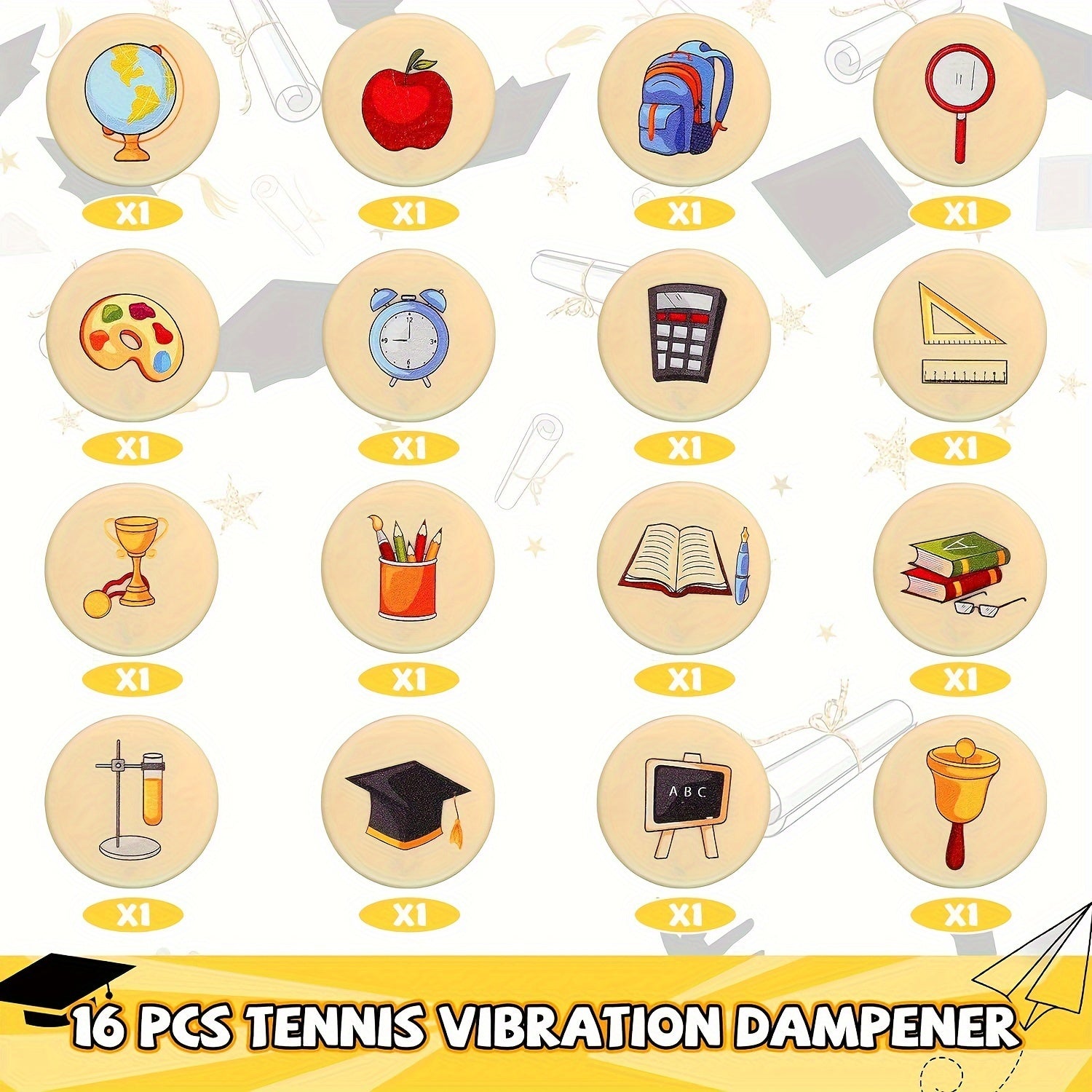 16pcs Funny Cartoon Silicone Tennis Dampener Set