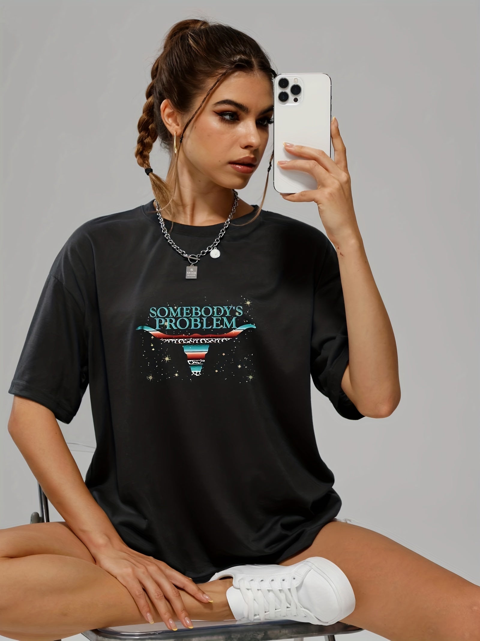 Casual Loose Sports Round Neck Short Sleeve T shirts Women's Summer Tops