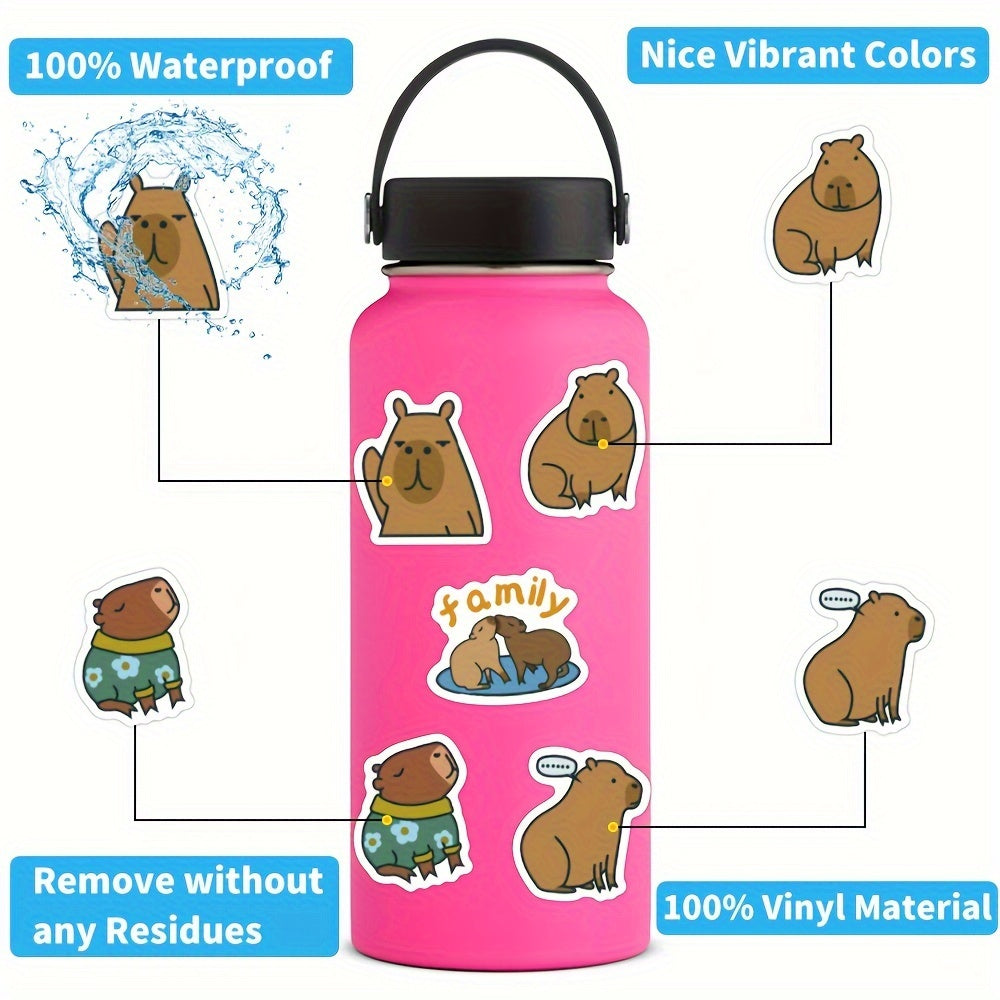 50 Funny Capybara Vinyl Waterproof Stickers for Laptop Phone Skateboard