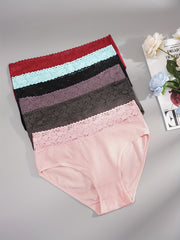 6pcs Lace Briefs Breathable Intimates Panties Women's Lingerie