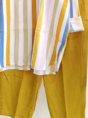 Stripe Print Shirt & Pants Outfit Set